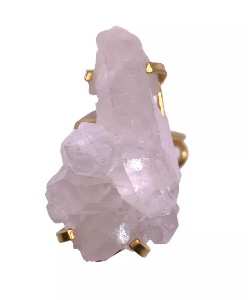 Abstract Crystal Quartz Brazil Ring