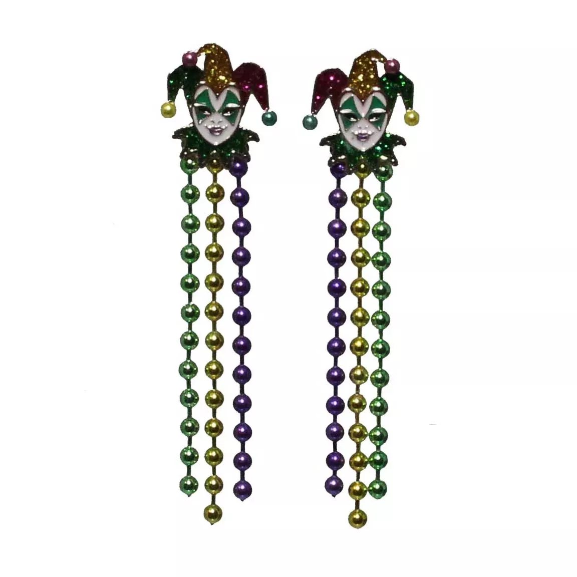 Beaded Jester Mardi Gras Earrings