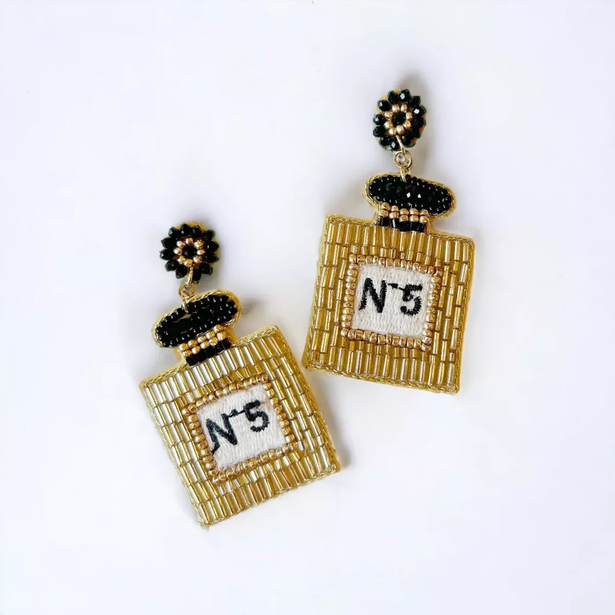 Beaded No. 5 Perfume Earrings