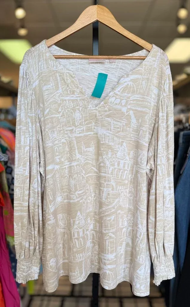 Belle by Kim Gravel - LS Printed Top