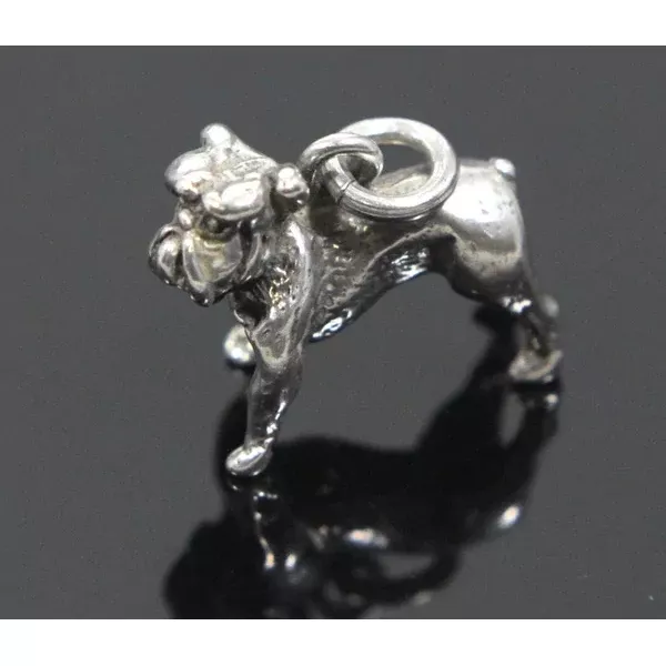 Bull Dog Charm, Sterling Silver