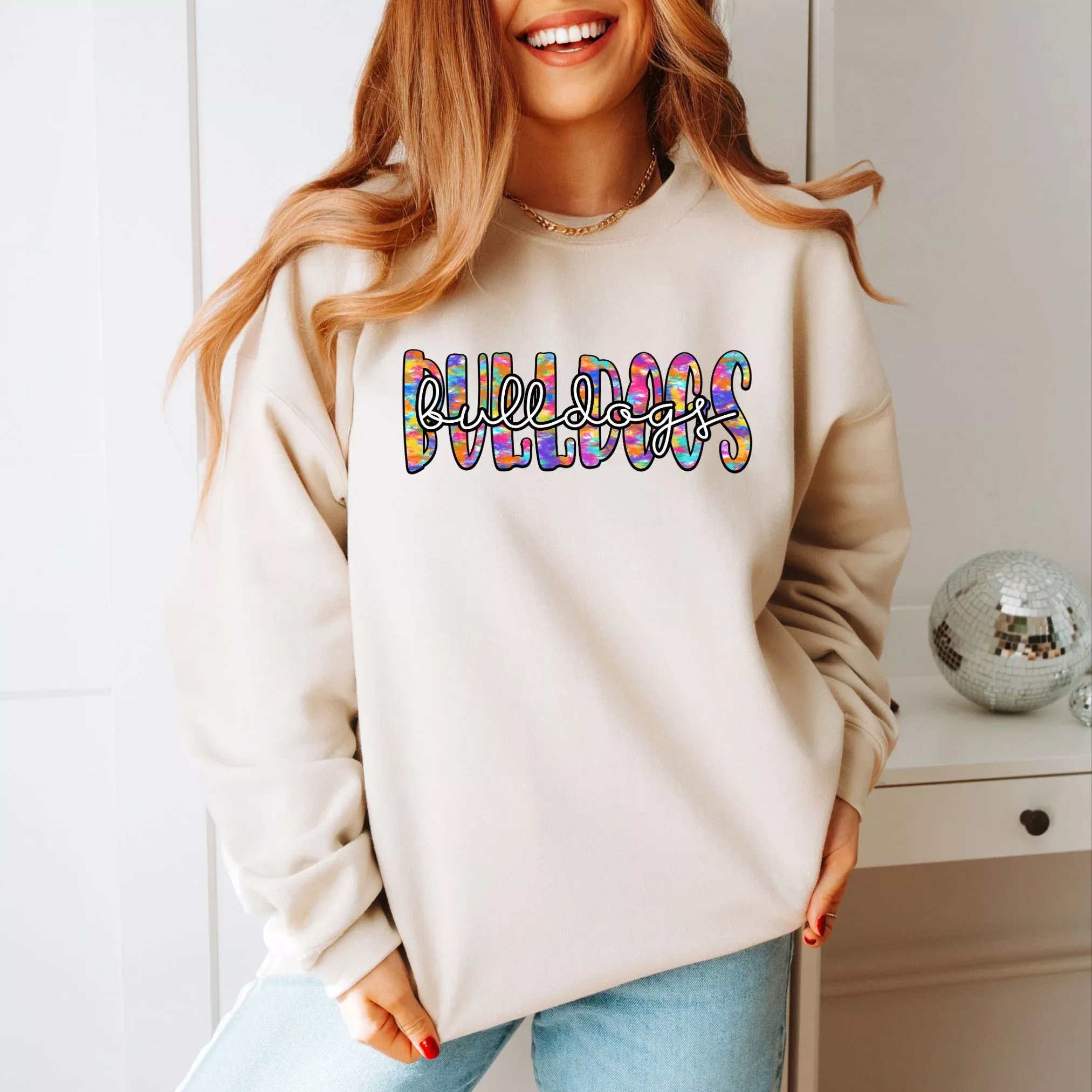 Bulldogs Tie Die Print Sweatshirt