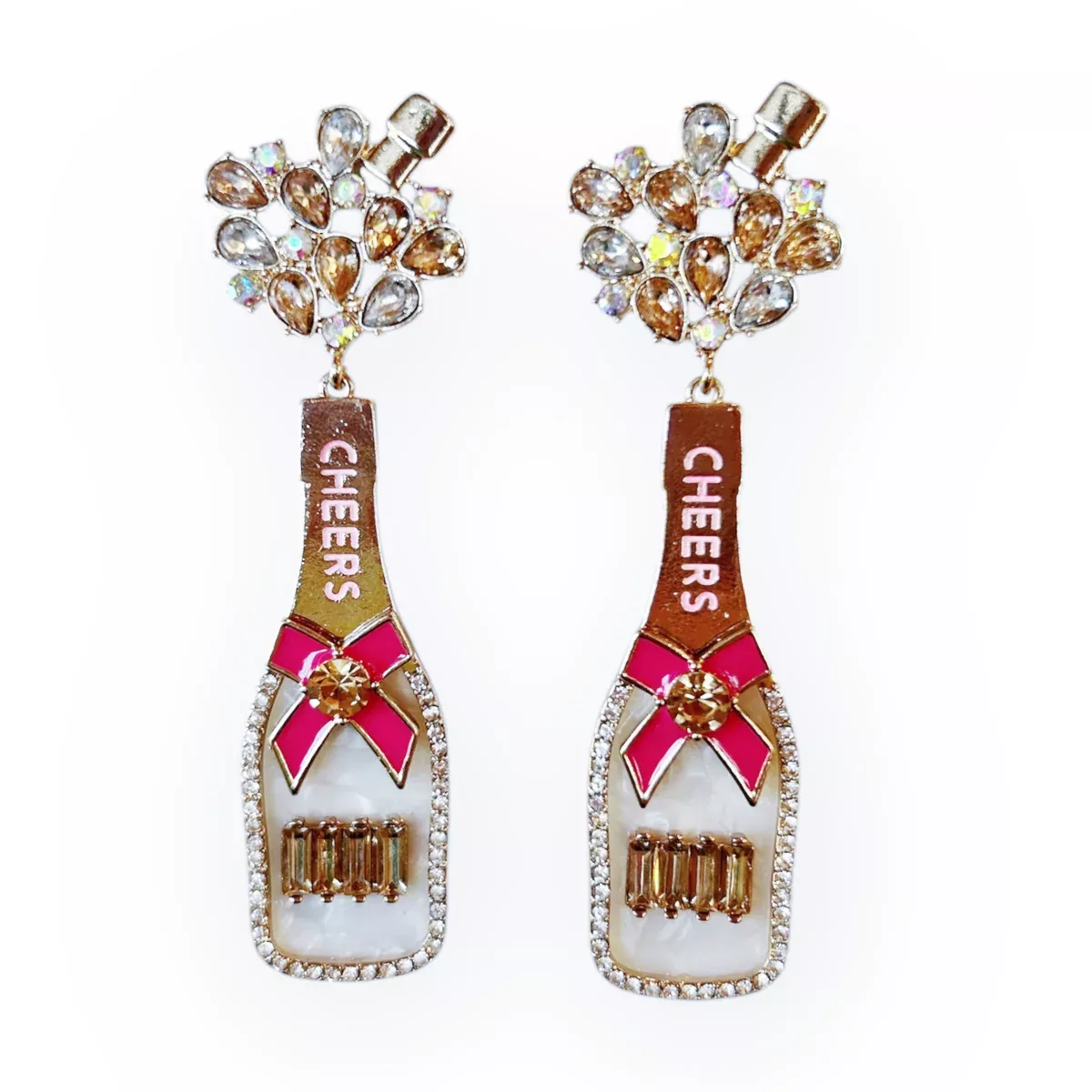 Cheers Champagne Bottle Earrings