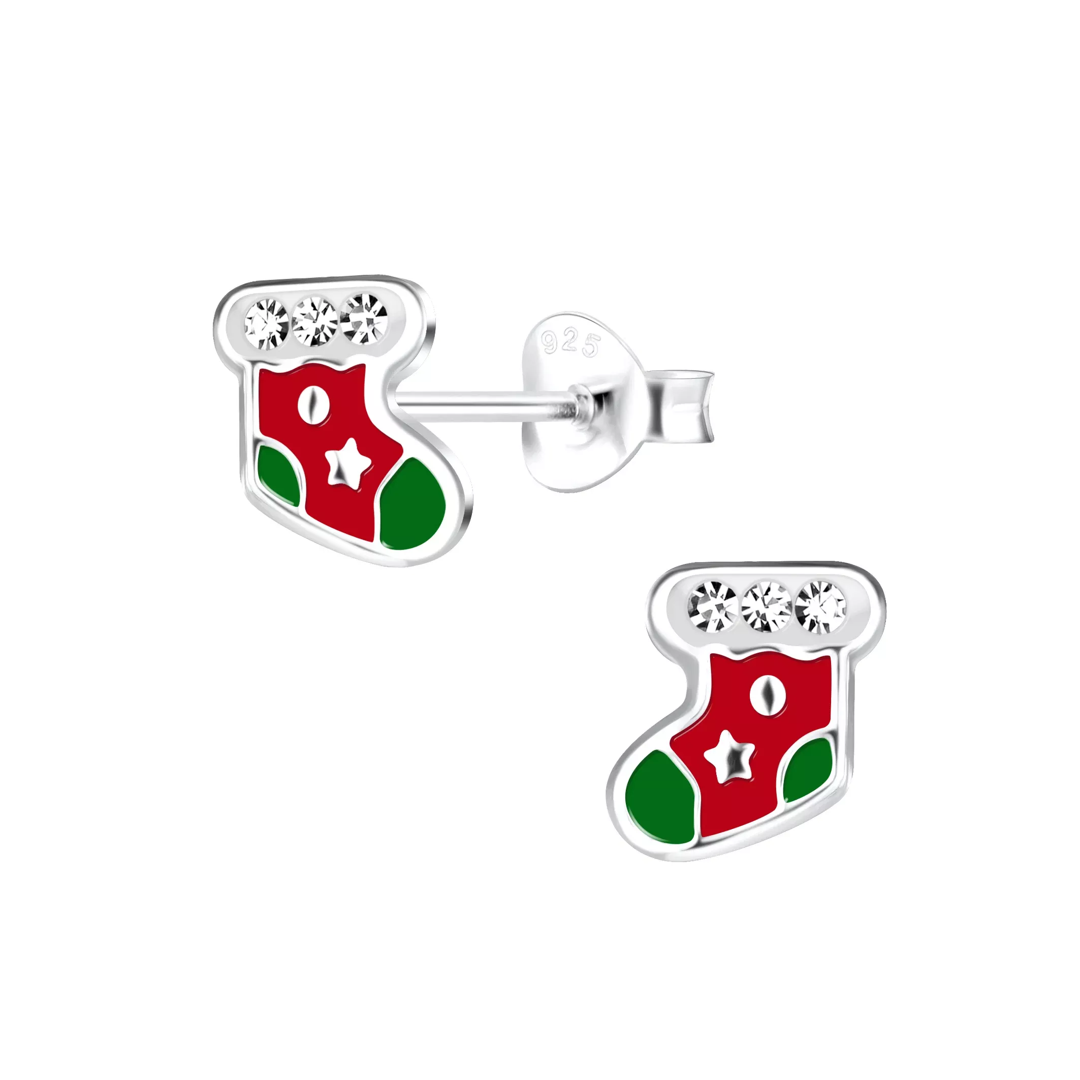 Christmas Stocking Earrings 925 Sterling Silver Hypoallergenic Earrings for Little Girls