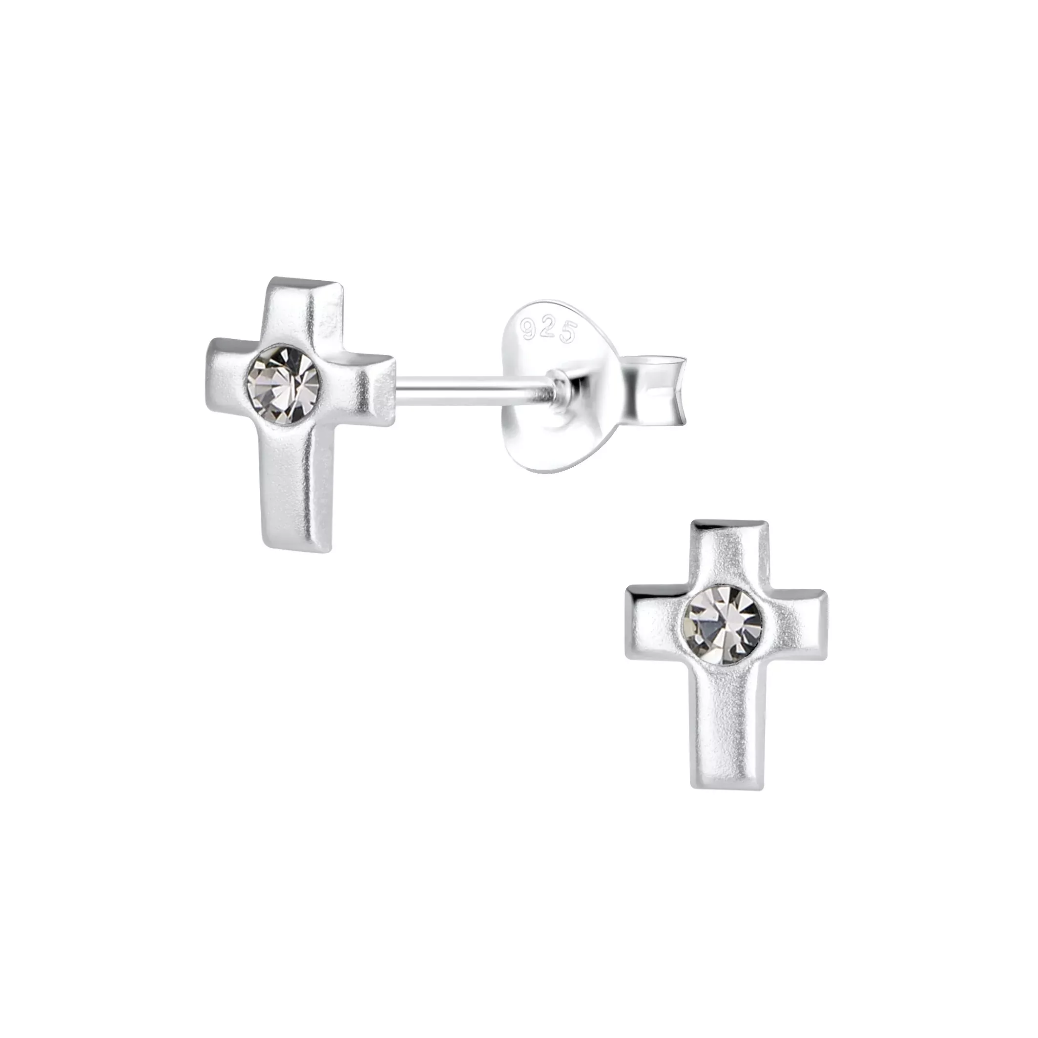Cross Earrings with Rhinestone 925 Sterling Silver Hypoallergenic Earrings for Little Girls