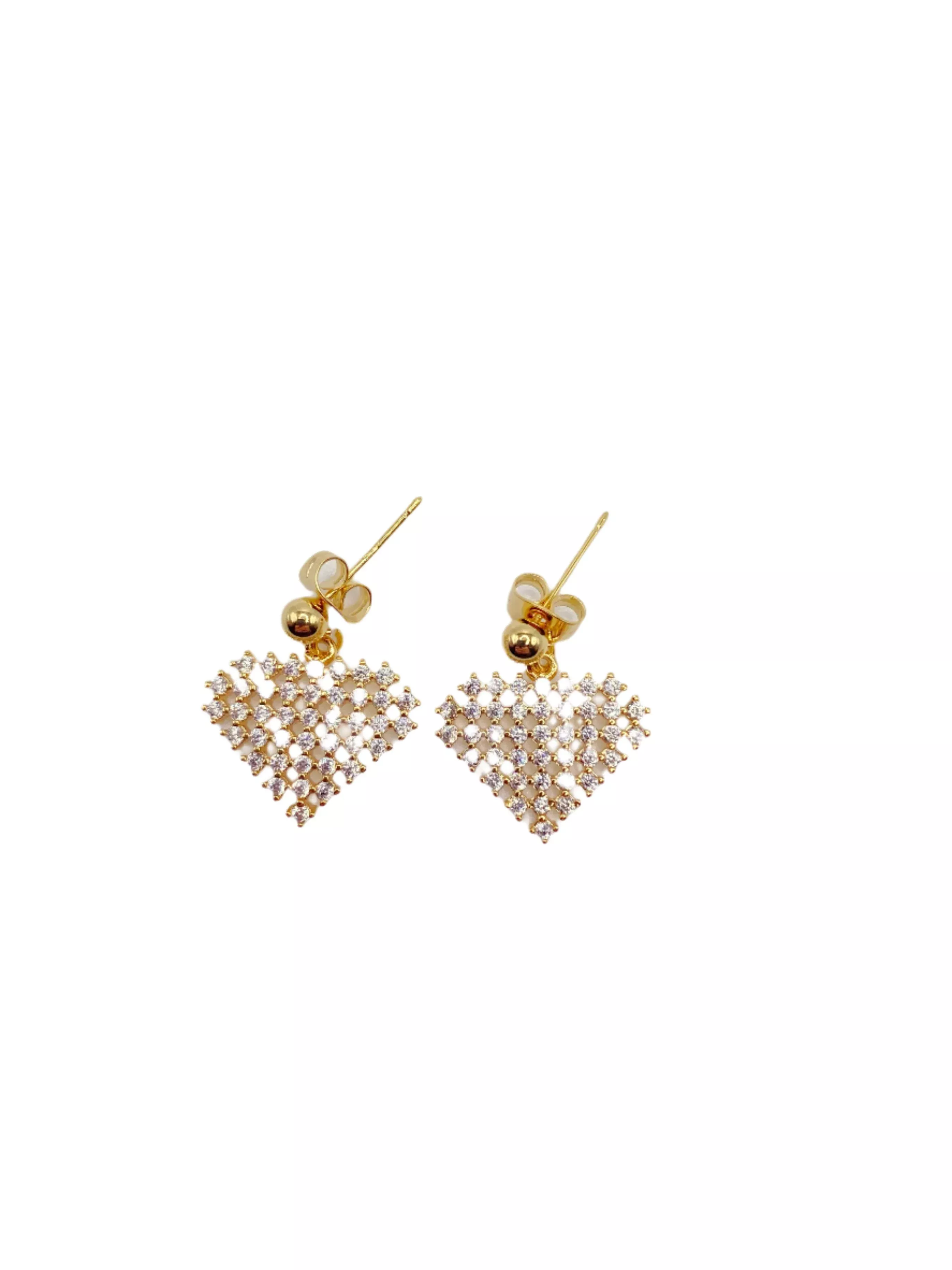 CZ Pave Heart Earrings