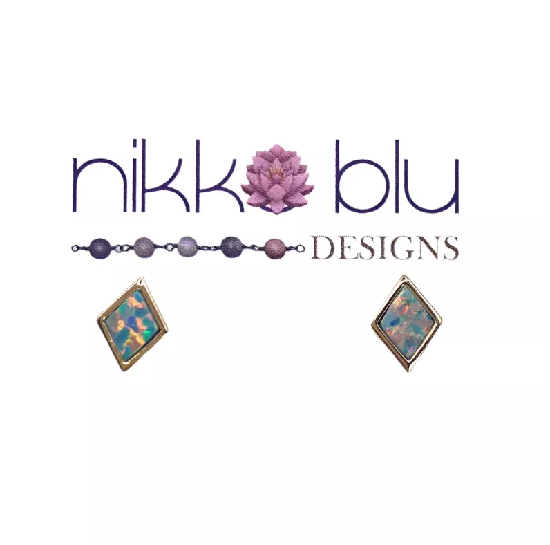 Diamond Shape Opal Earrings