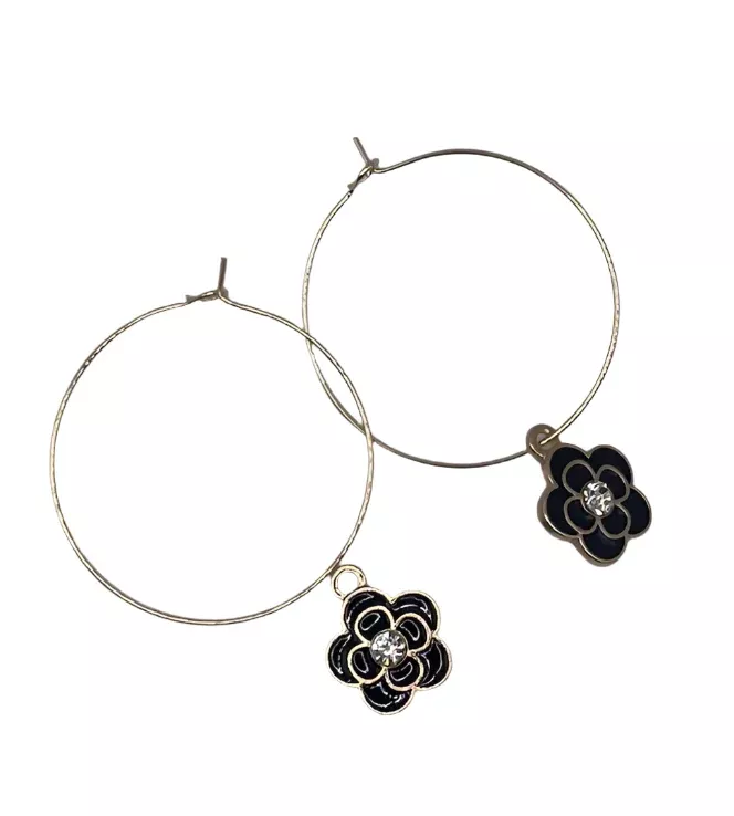 Enamel Flower Hoop Earrings