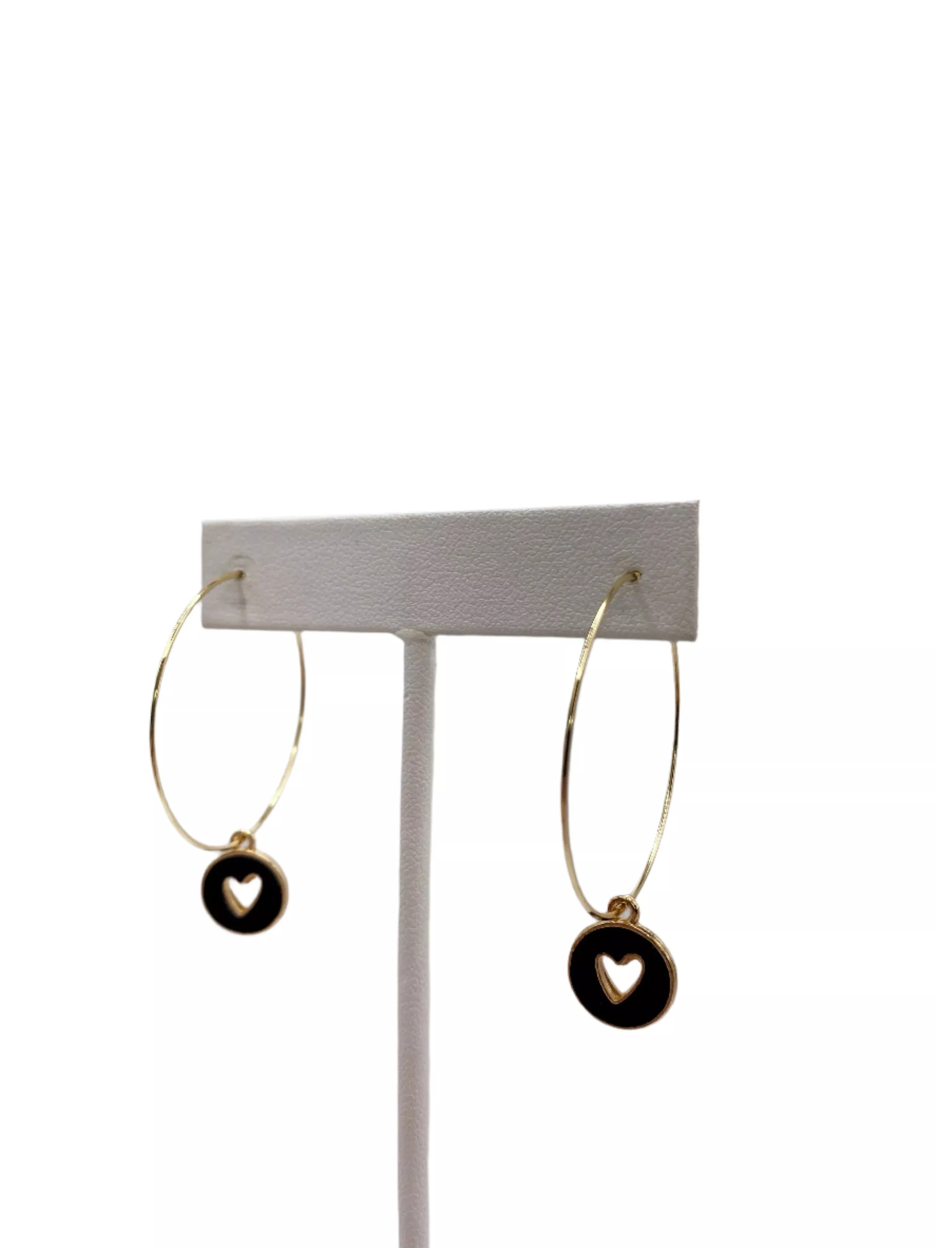 Enamel Heart Cut Out Hoops