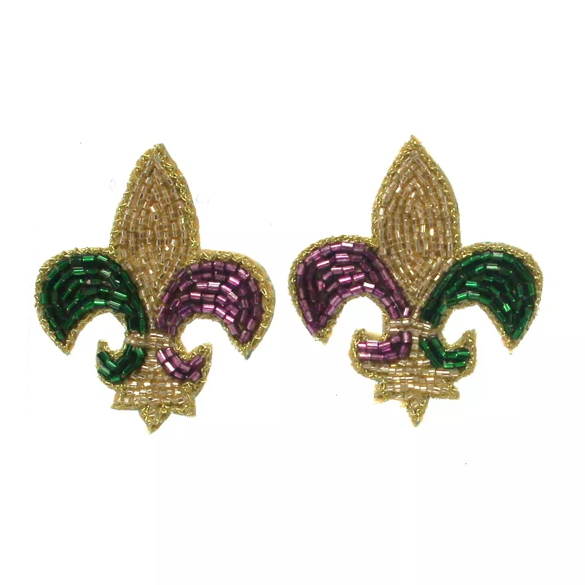 Fleur de Lis Seed Bead Earrings, 2"