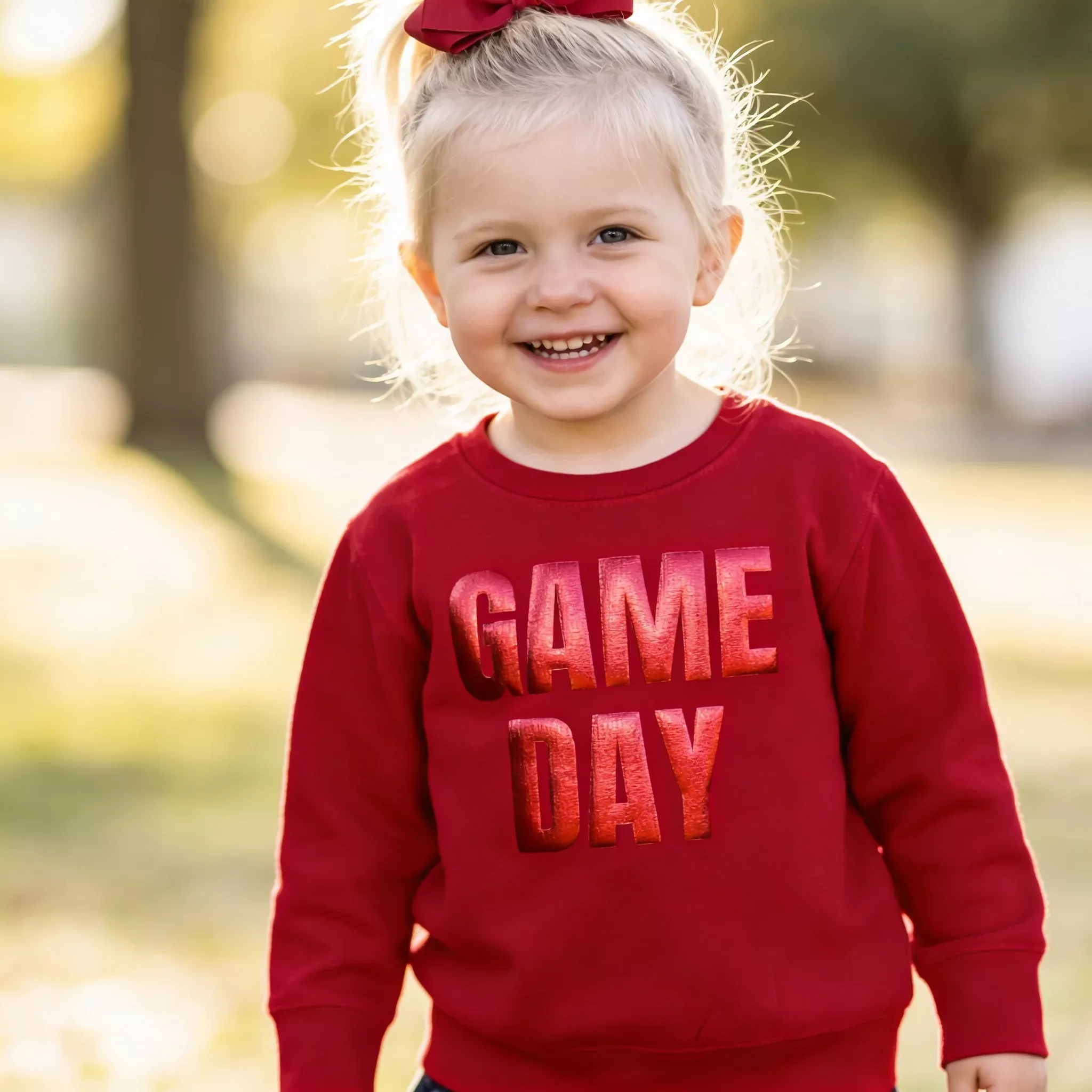 Game Day Kids Sweatshirt | Puff Print Embossed Toddler Crewneck | School Spirit Shirt Youth Team Sweatshirt Cheer Football
