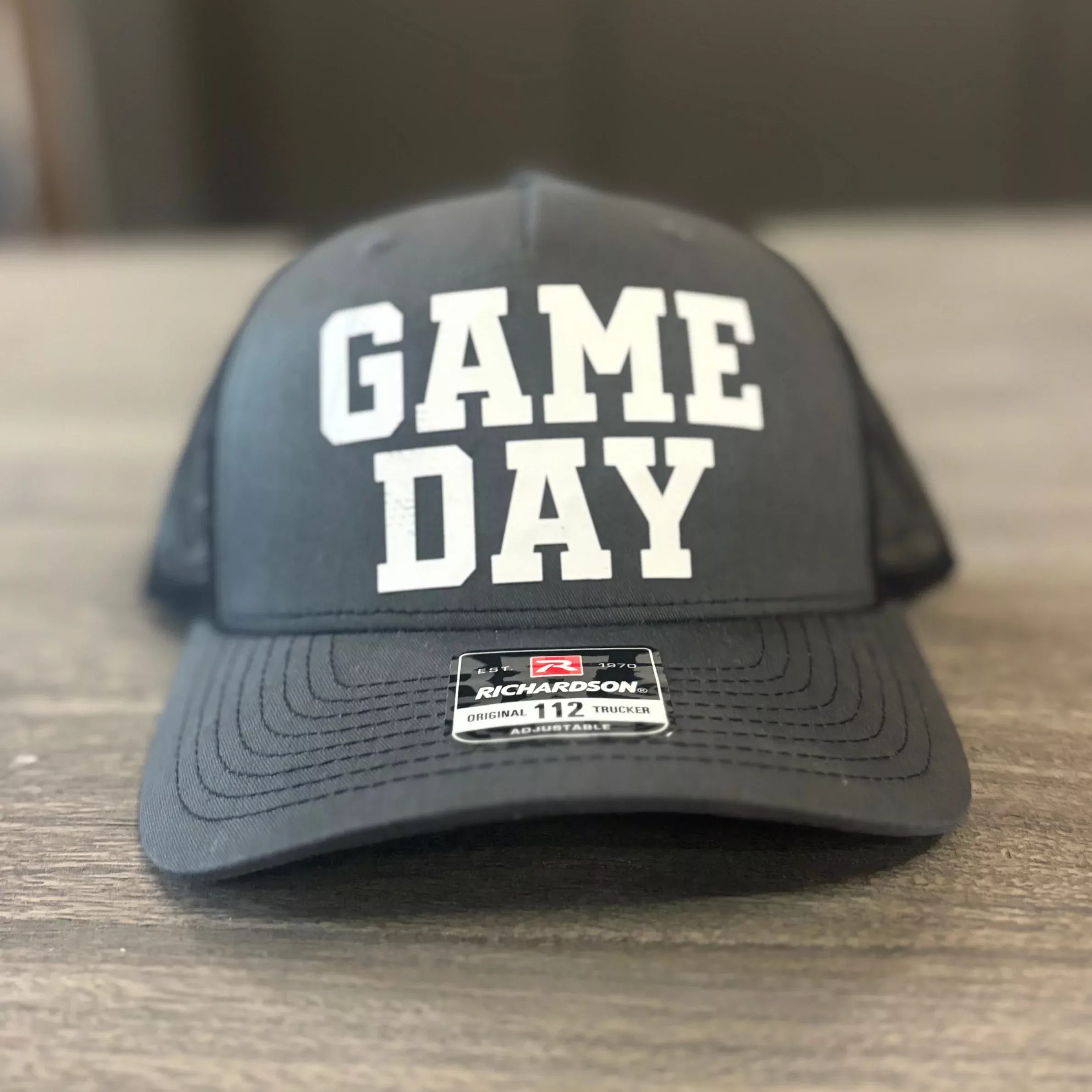 “Game Day” Richardson Hat – Gray & White Trucker Cap for Sports Fans