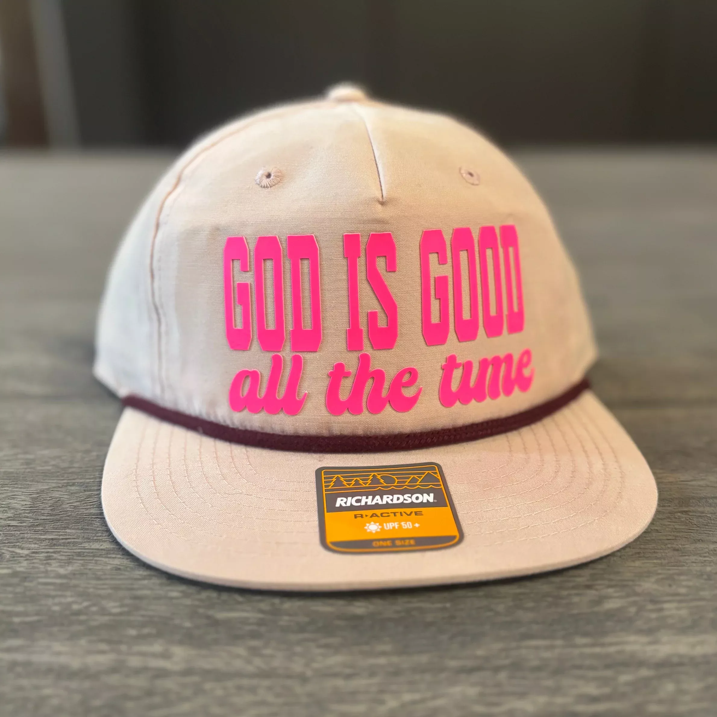 “God Is Good All The Time” Richardson Hat – Light Pink & Neon Pink Trucker Cap