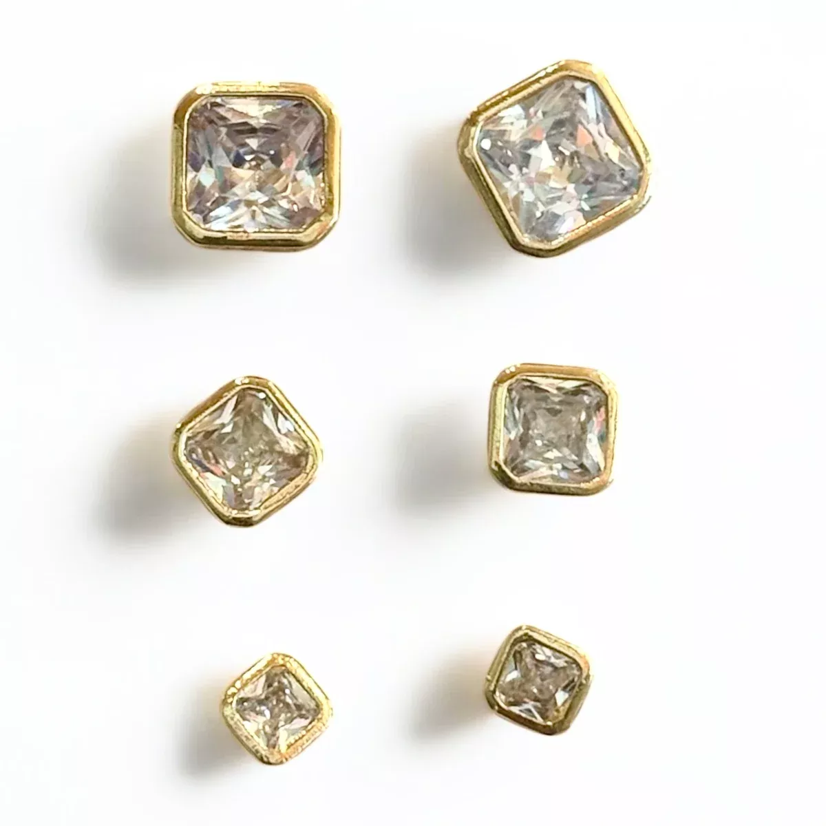 Gold Bevelled Diamond Studs