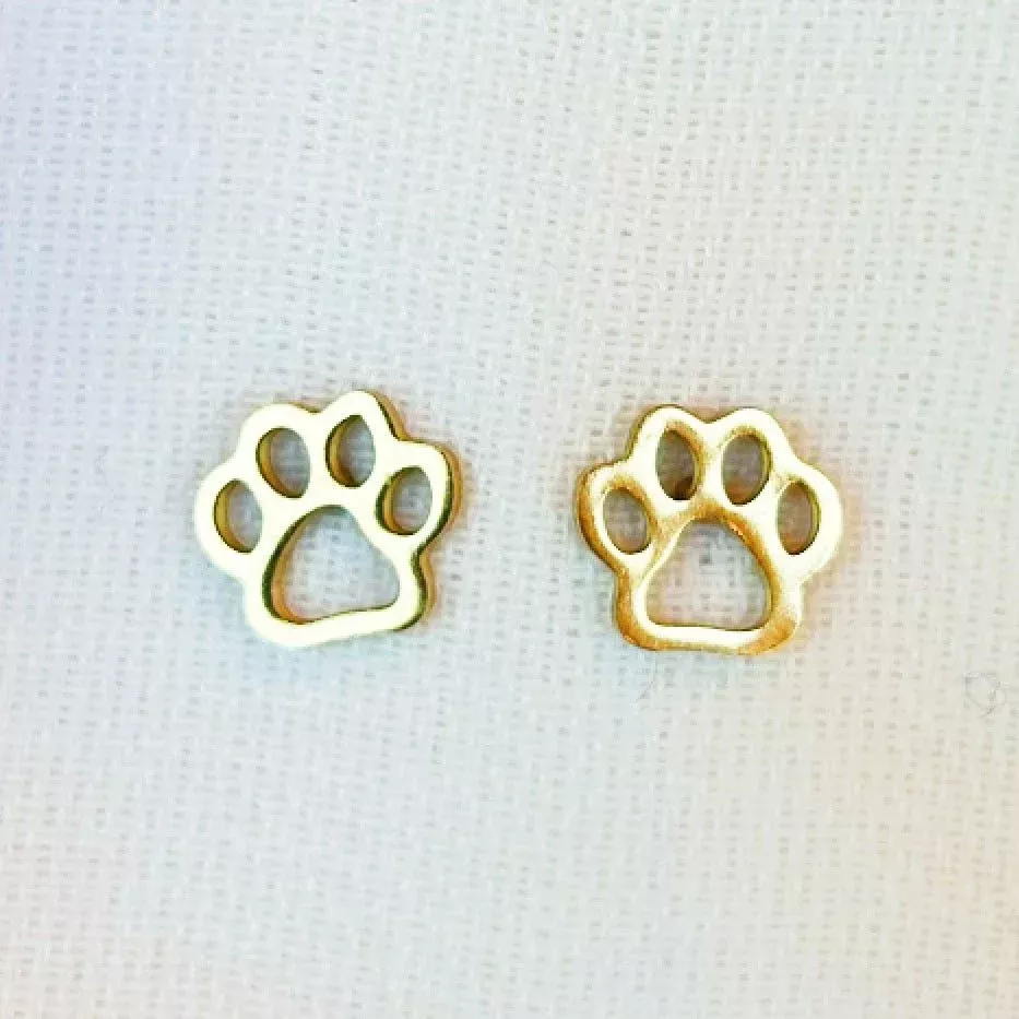 Gold pawprint stud earrings