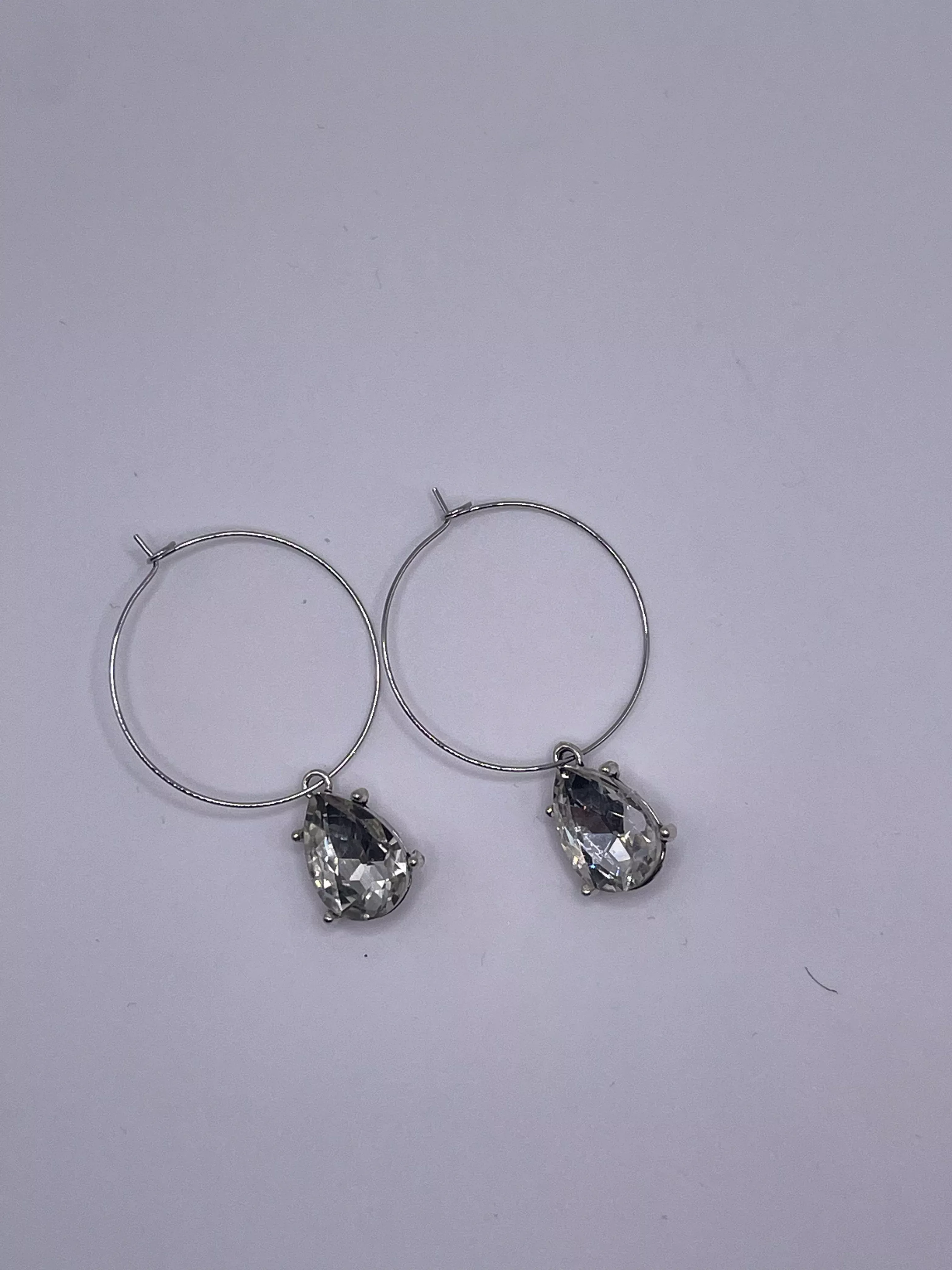 Gold/Silver Hoop Tear Drop Crystal Earrings