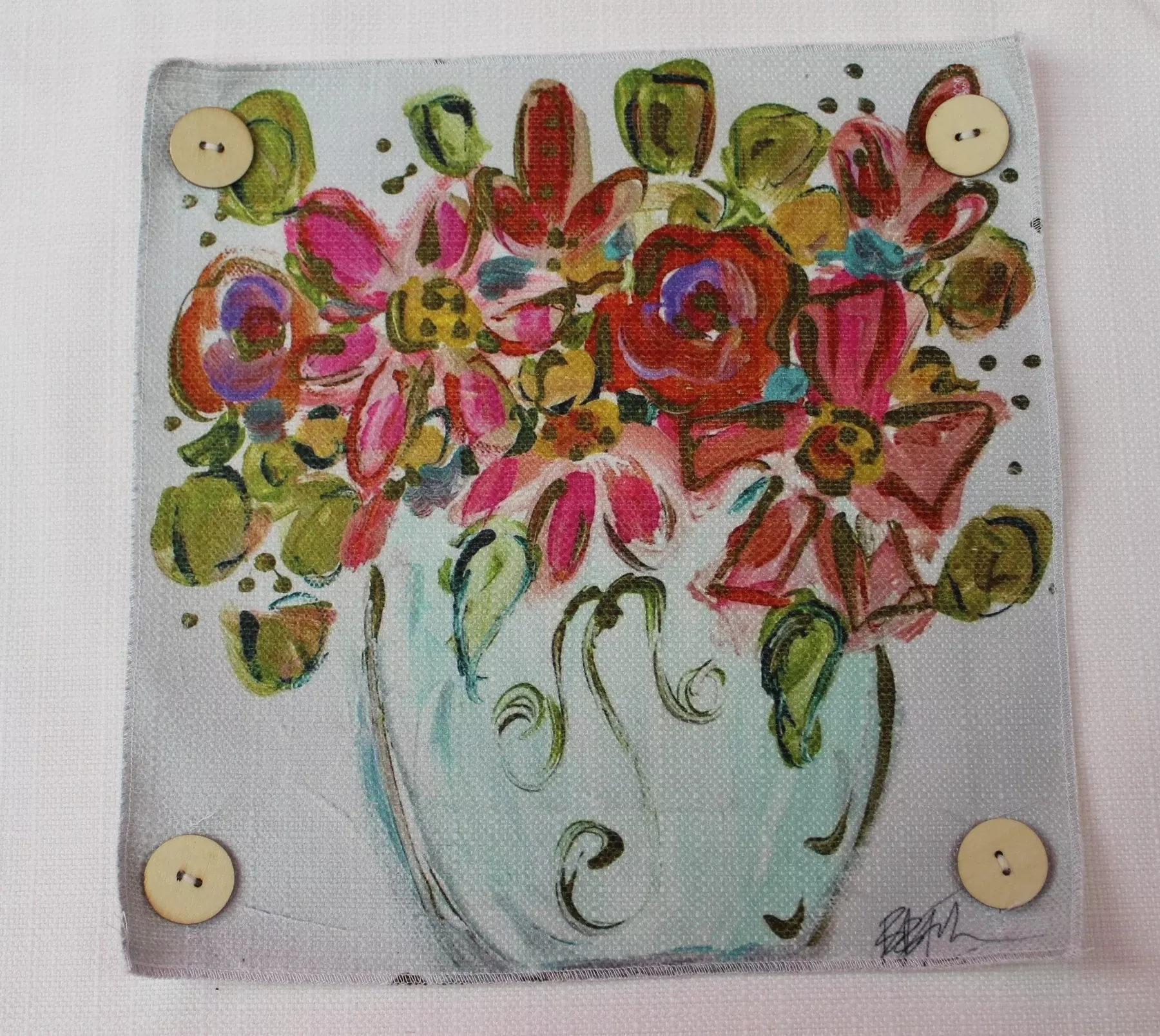“Hot Pink Flowers” Swap Pillow -Square