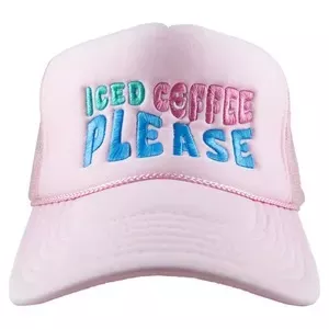 Iced Coffee Please Foam Trucker Hat-Light Pink