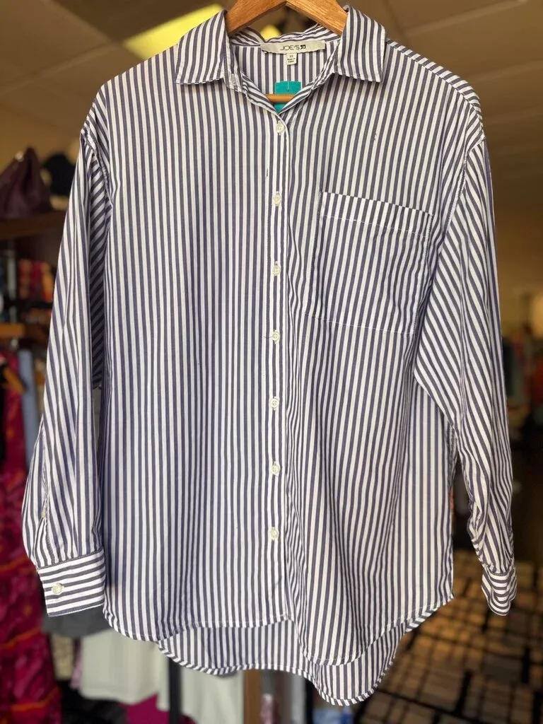 Joe Jeans - Oversized Striped Boyfriend Shirt - Blue