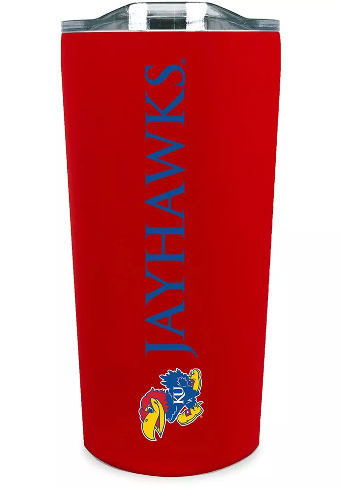 Kansas Jayhawks Team Logo 18oz Soft Touch Stainless Steel Tumbler - Red