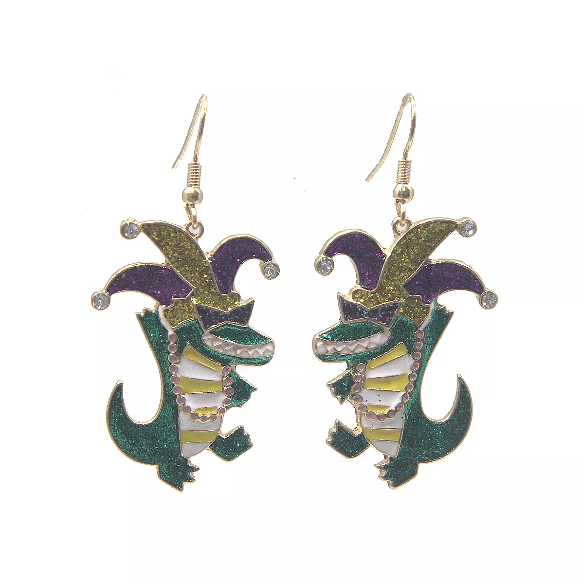 Mardi Gras Alligator Earrings