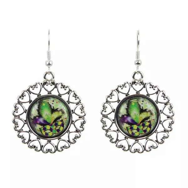 Mardi Gras Earrings Harlequin Mask