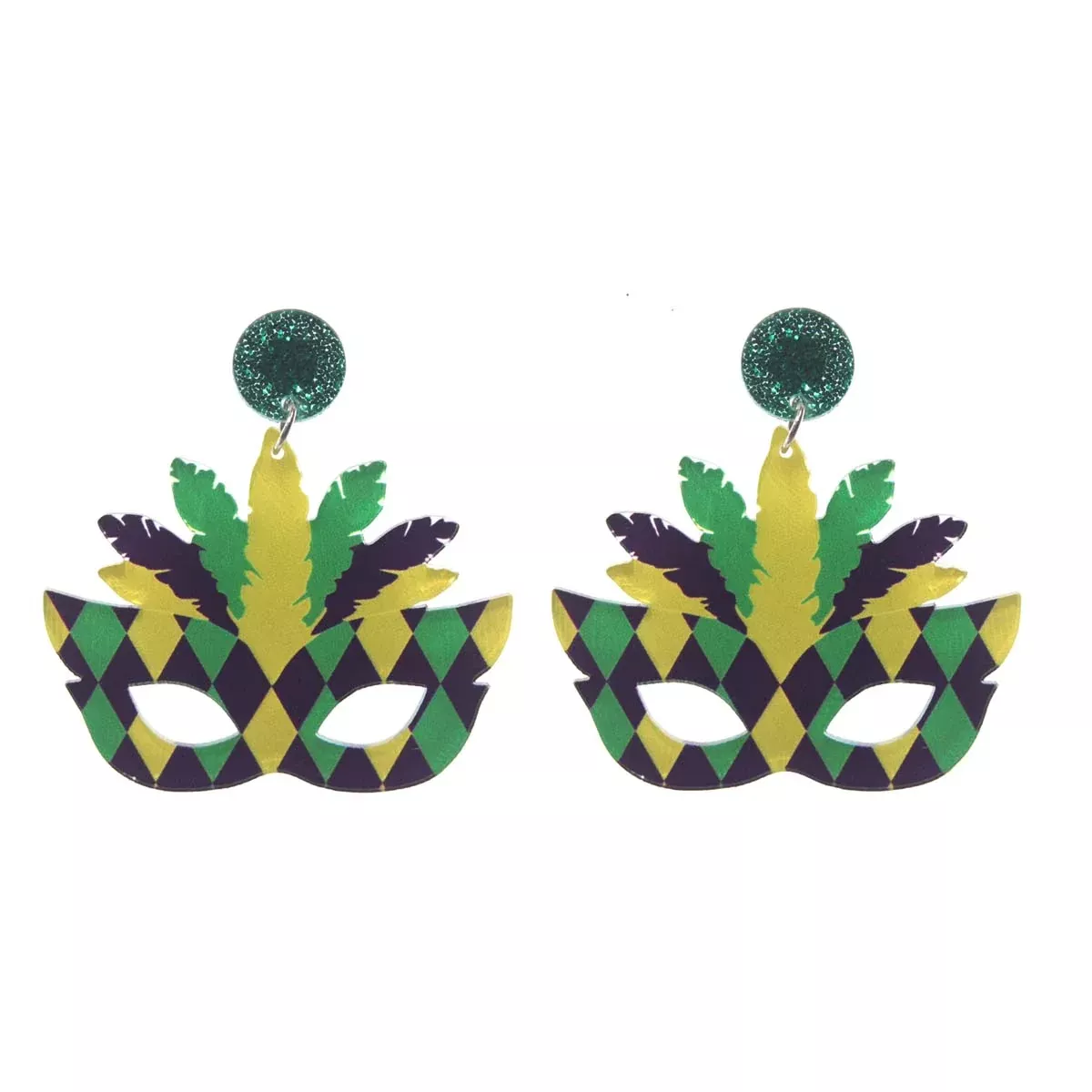 Mardi Gras Harlequin Mask Earrings