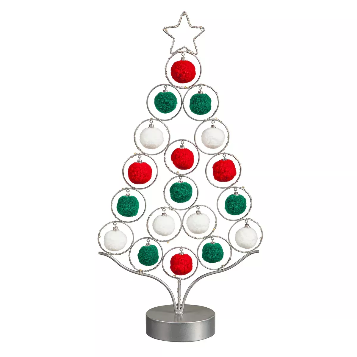 Metal Tree with Pom Pom Ornaments Table Décor