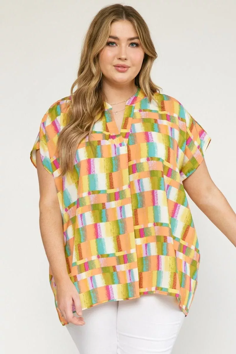 Multi Printed Short Sleeve Top
