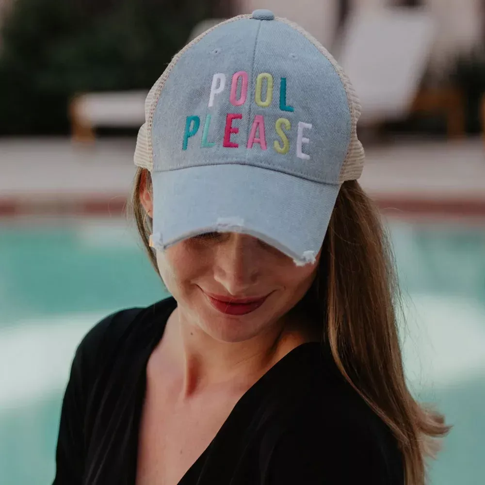 Pool Please Women’s Denim Trucker Hat