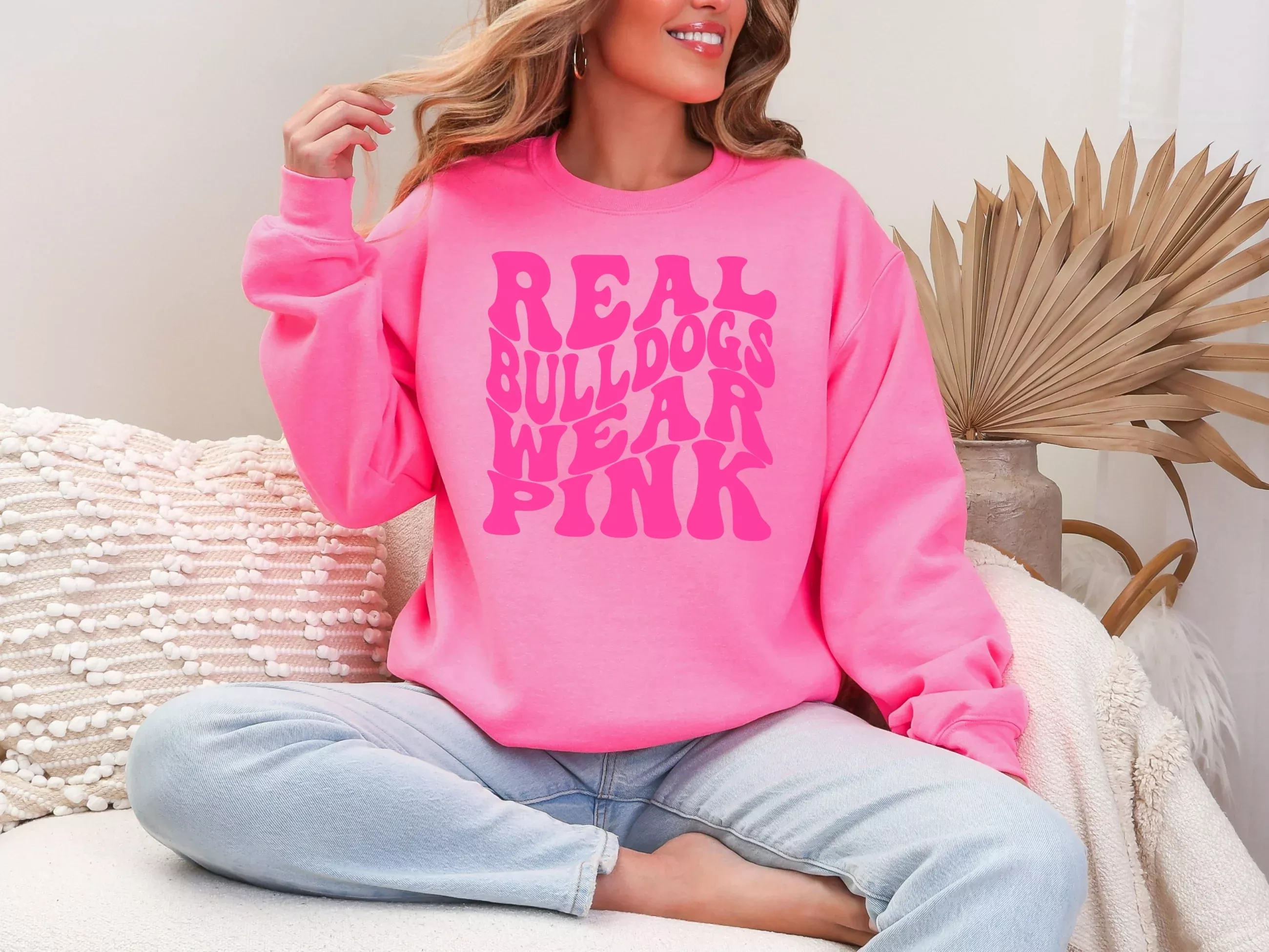 Real Bulldogs Wear Pink Sweatshirt