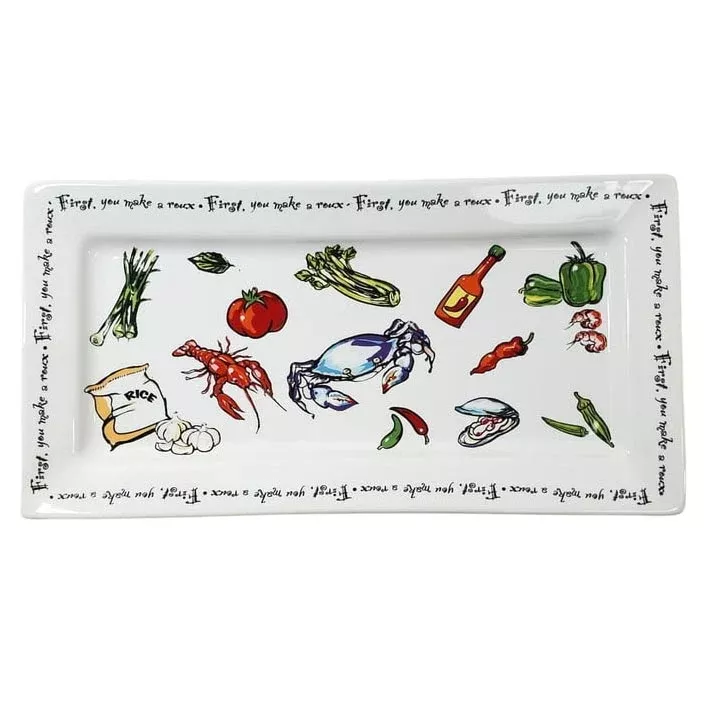 Rectangle Tray "First You Make A Roux" 13"