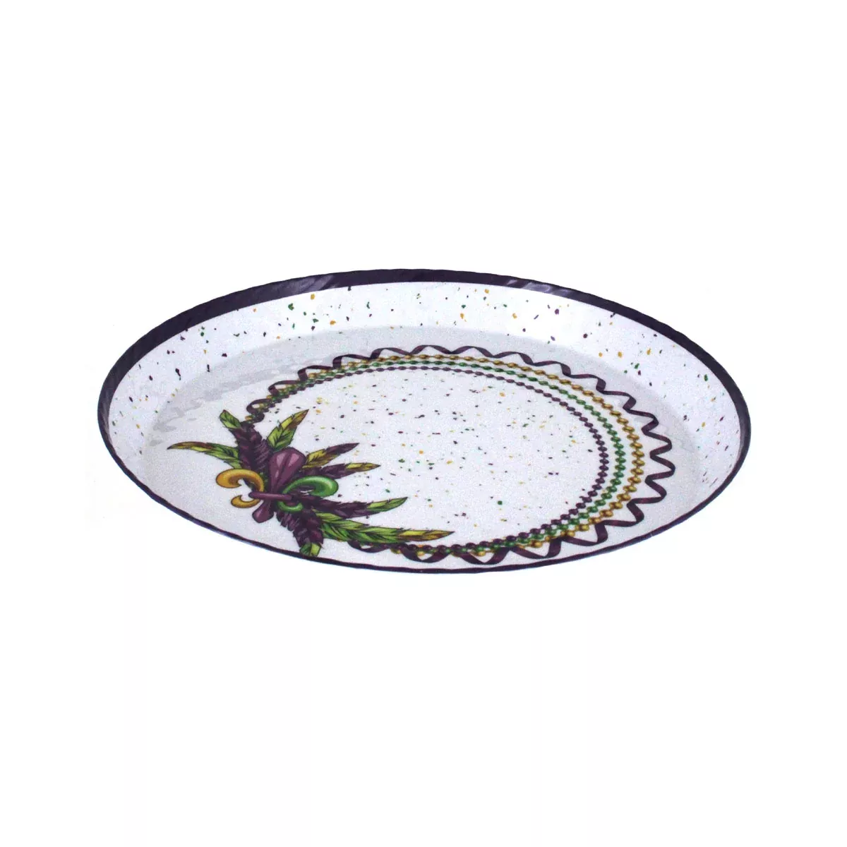 Round Platter Beads and Feathers Melamine