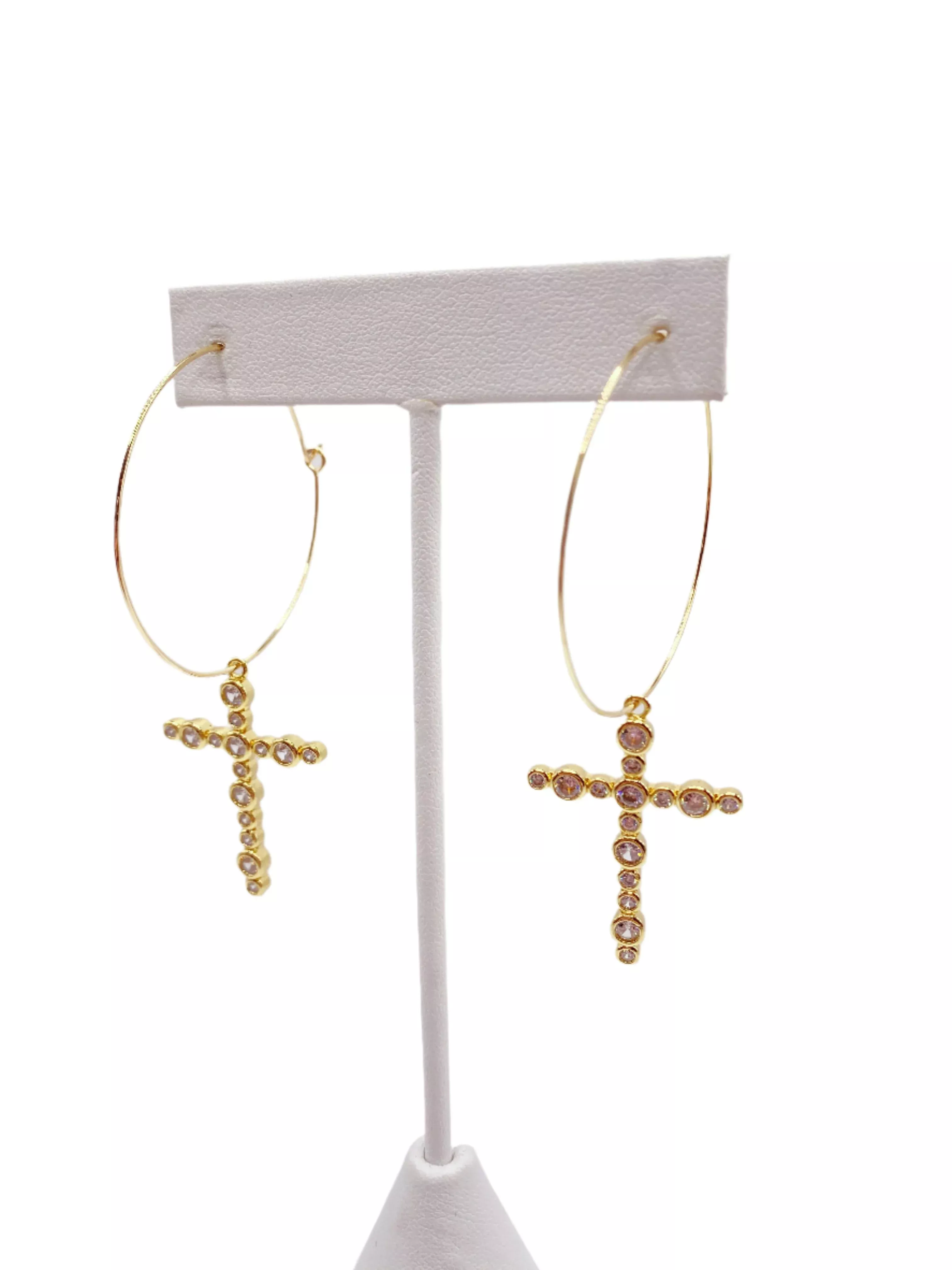 Sparkle Gold Cross Earrings