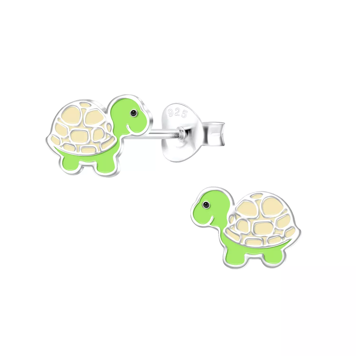 Turtle Earrings with Light Brown Shell 925 Sterling Silver Hypoallergenic Earrings for Little Girls