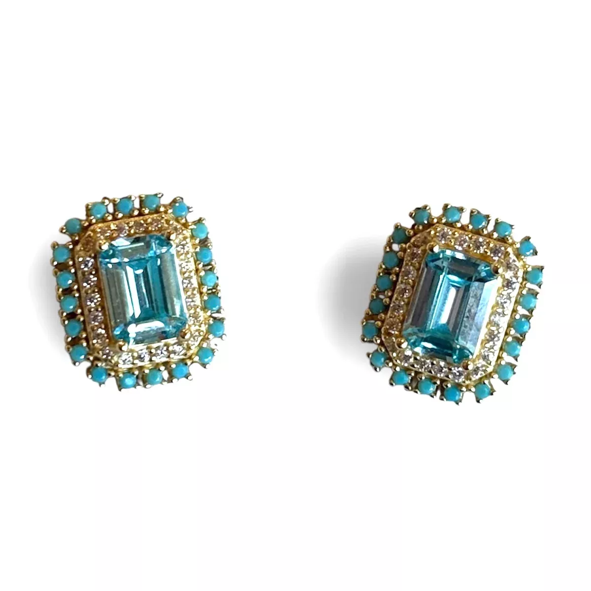Vintage Aqua Halo Studs