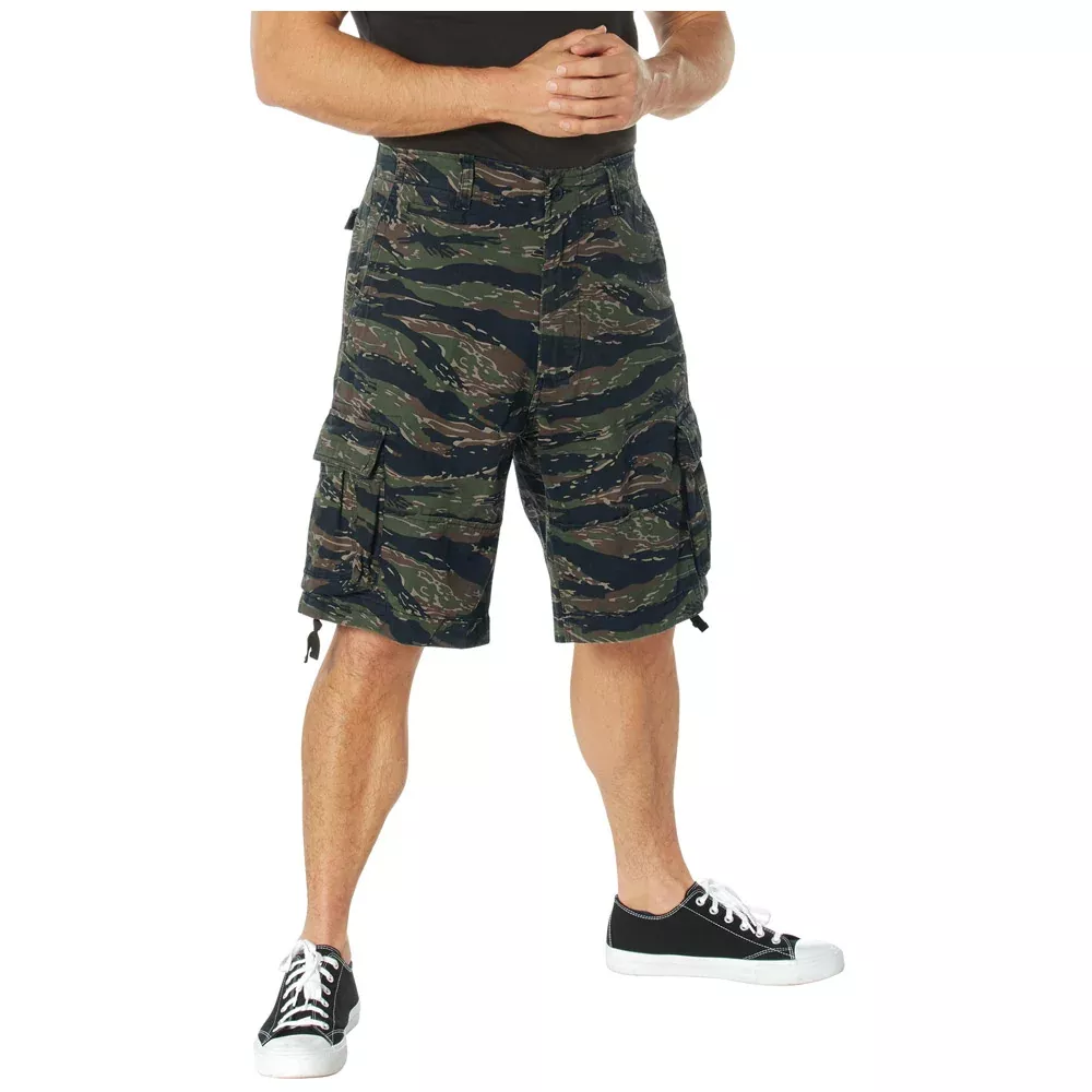 Vintage Tiger Stripe Camouflage Military Utility Cargo Shorts