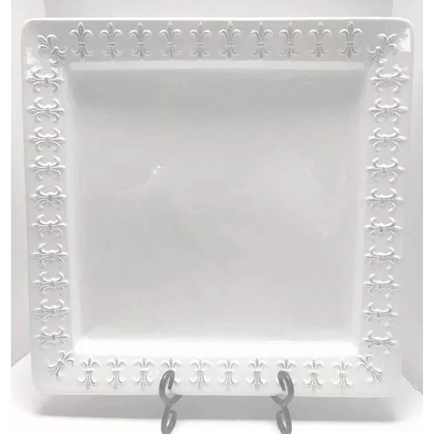 White Fleur de Lis Serving Platter