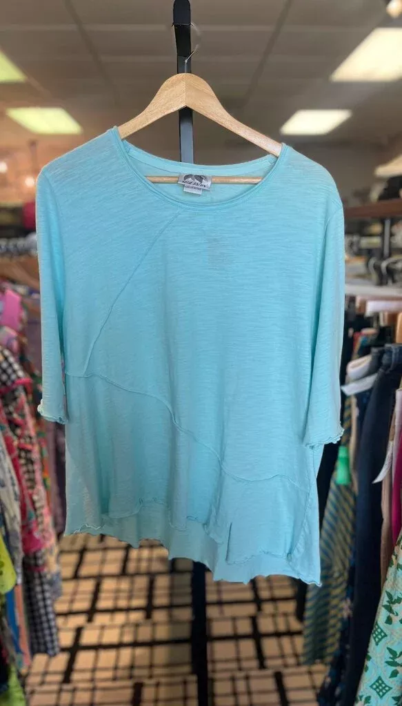 Wild Palms - Knit LS Top - Aqua